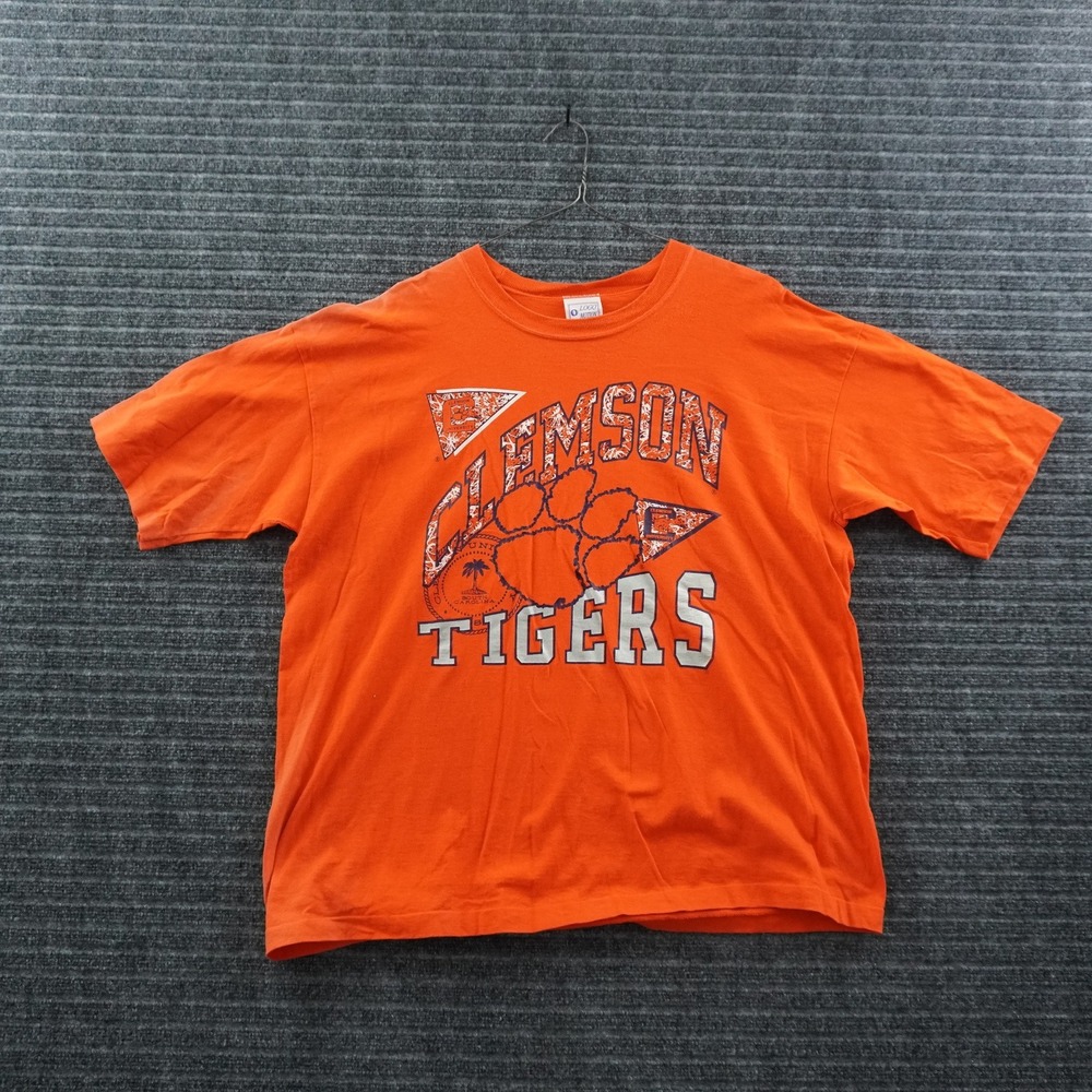 Logo Motion Clemson Tigers T-Shirt Mens XXL Orange Graphic Print Made in USA